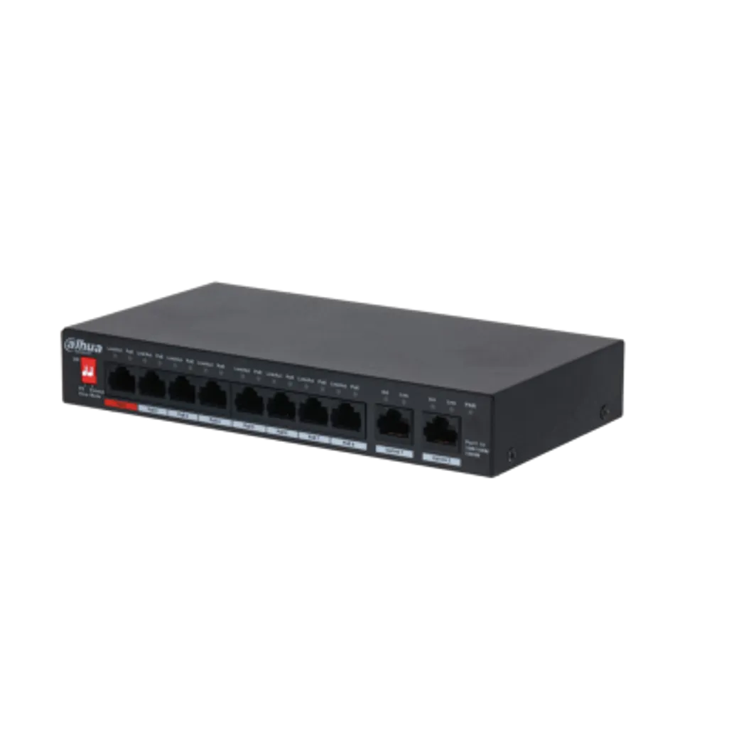 GUNMANSA Dahua 10-Port Gigabit Unmanaged Desktop Switch with 8-Port PoE
