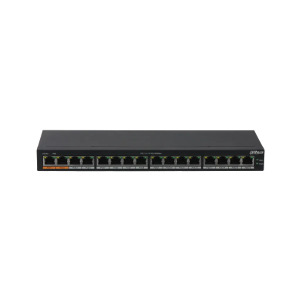 GUNMANSA Dahua 16-Port Unmanaged Gigabit PoE Switch PoE Budget total 190W