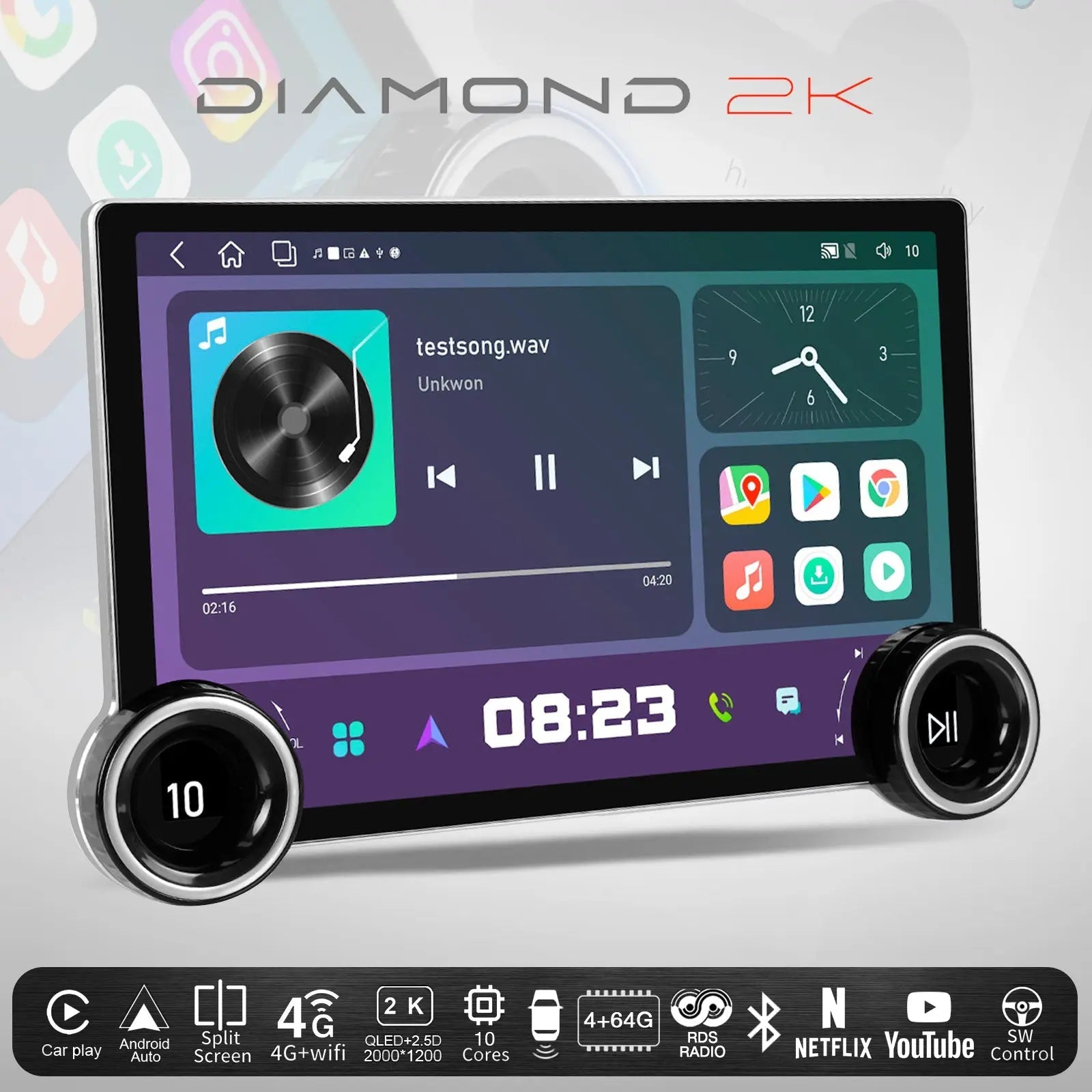 GUNMANSA Diamond 2K - 11.8 Inch Dual Knob Android Multimedia Entertainment Unit
