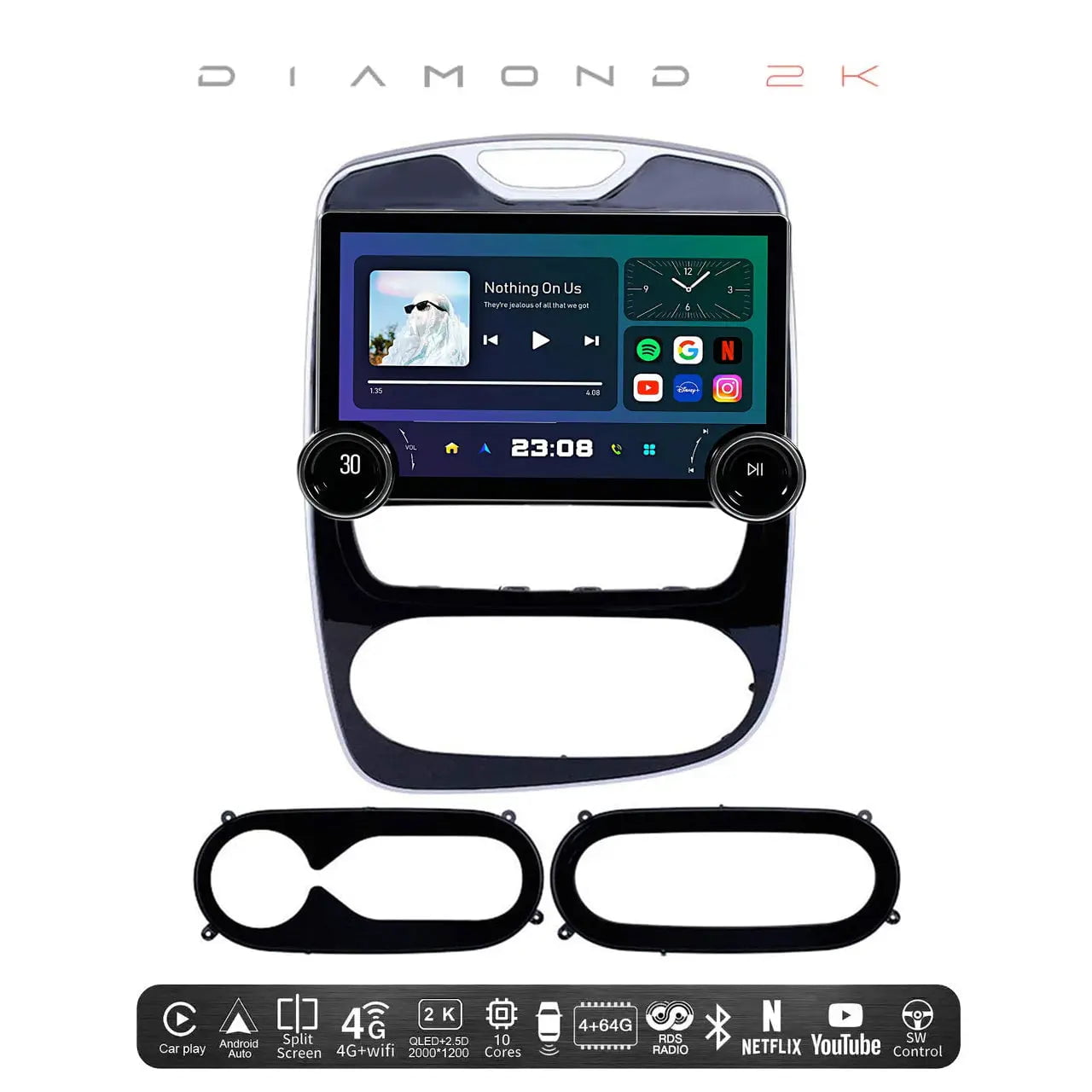 GUNMANSA Diamond 2K - 11.8 Inch Dual Knob Android Multimedia Entertainment Unit -  Renault Clio (17-20)