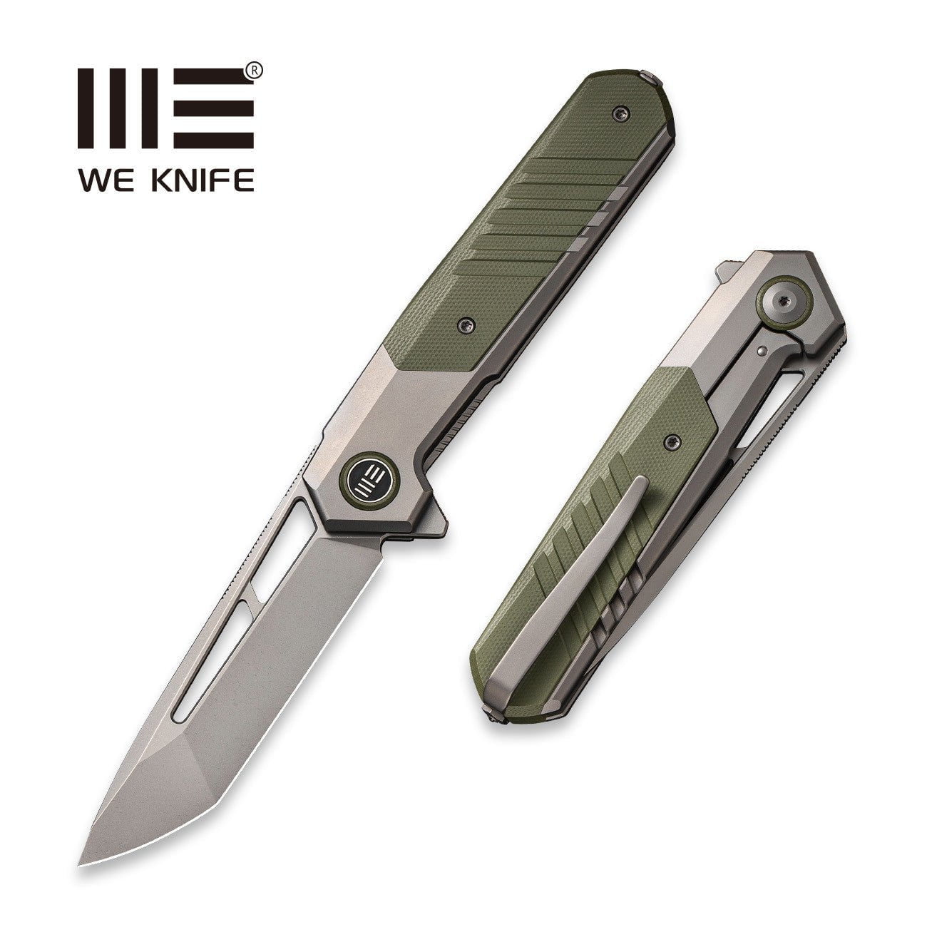 GUNMANSA Discontinued WEKNIFE Arsenal Flipper & Thumb Hole Knife Titanium & G10 Handle (3.56" CPM 20CV Blade) WE20073-1
