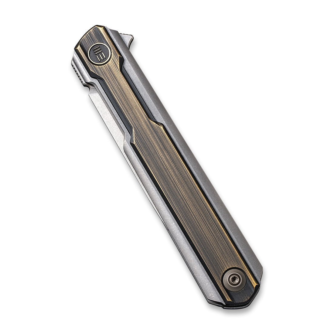 GUNMANSA Discontinued WEKNIFE Peer Flipper Knife Titanium & Brass Handle (3.46" CPM 20CV Blade) 2015E
