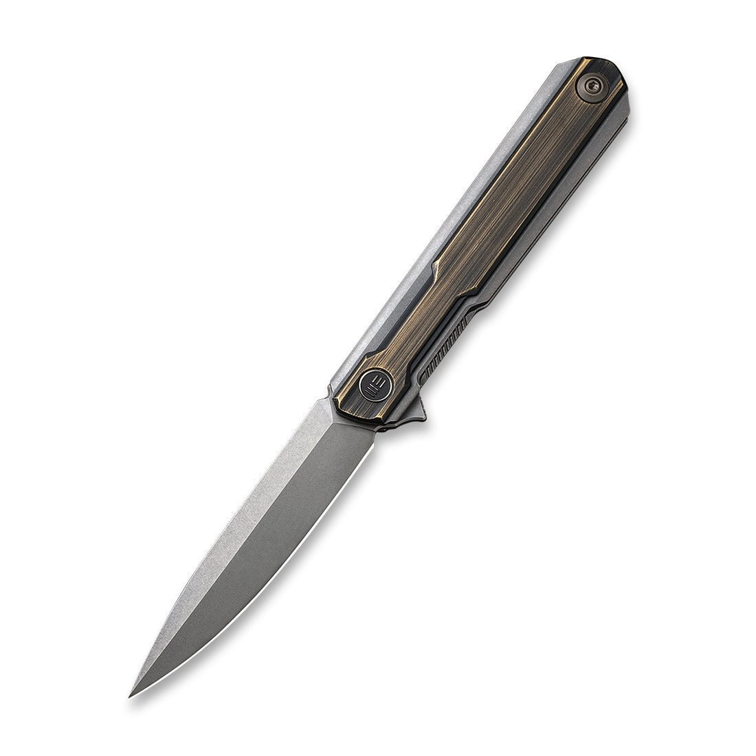 GUNMANSA Discontinued WEKNIFE Peer Flipper Knife Titanium & Brass Handle (3.46" CPM 20CV Blade) 2015E