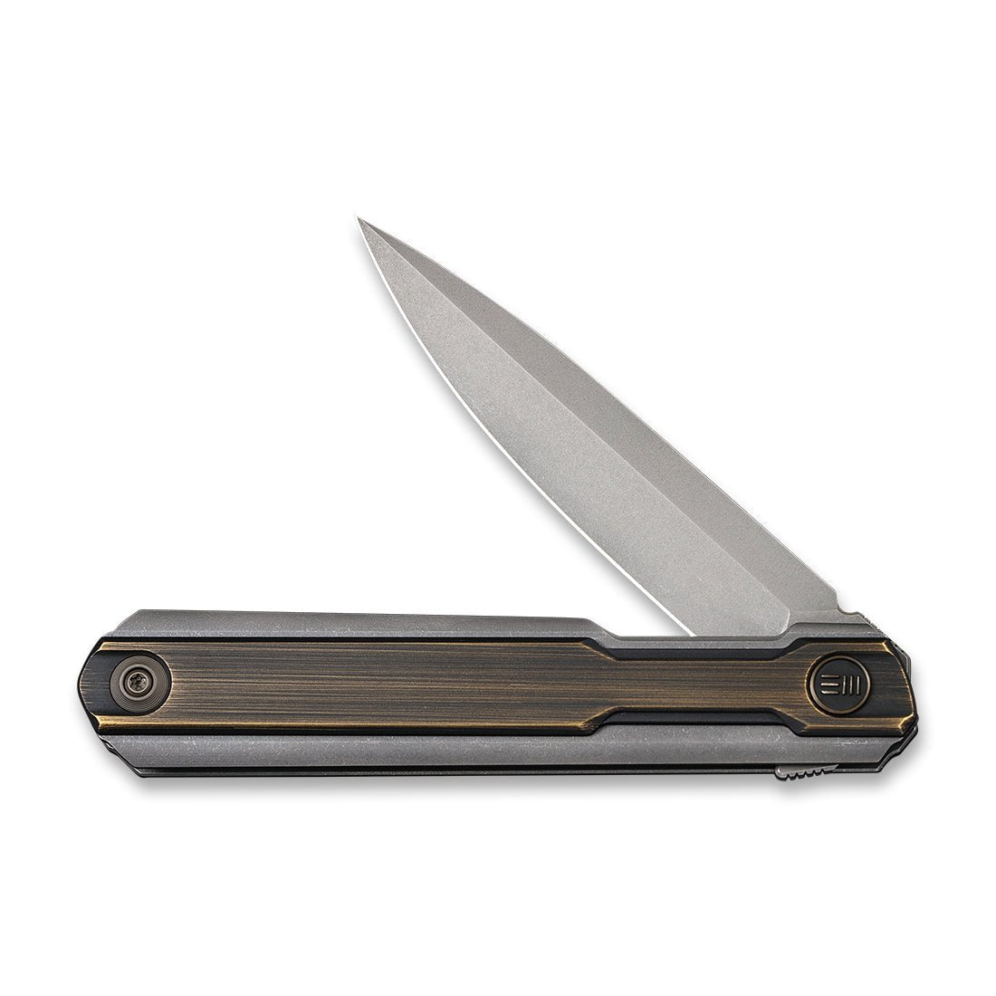 GUNMANSA Discontinued WEKNIFE Peer Flipper Knife Titanium & Brass Handle (3.46" CPM 20CV Blade) 2015E