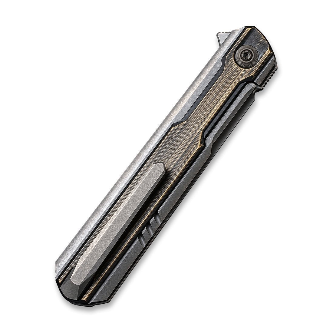 GUNMANSA Discontinued WEKNIFE Peer Flipper Knife Titanium & Brass Handle (3.46" CPM 20CV Blade) 2015E