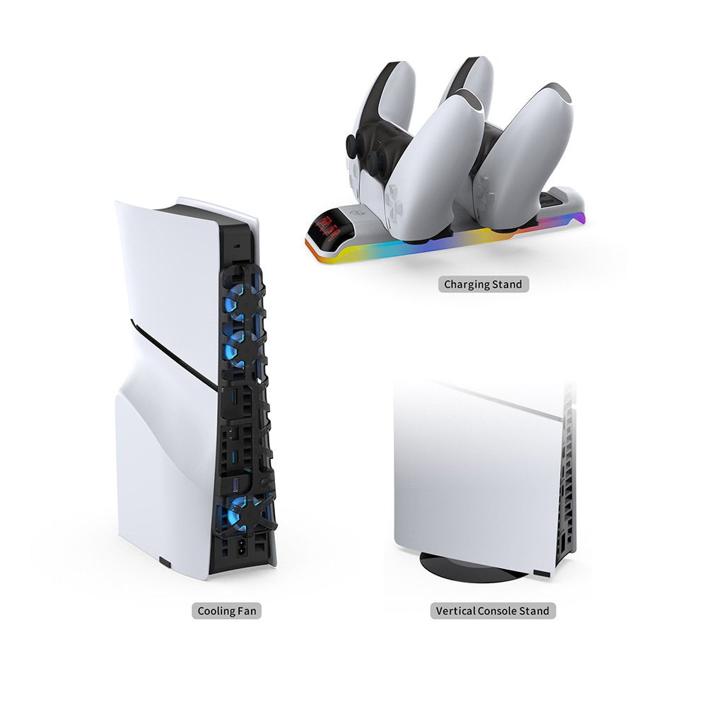 GUNMANSA DOBE - 3-in-1 PS5 Slim Kit, Designed for PS5 SLIM Console, Support Dual charging, Built-in Colorful Ambient Light, PS5 SLIM Console Stand, TP5-35130