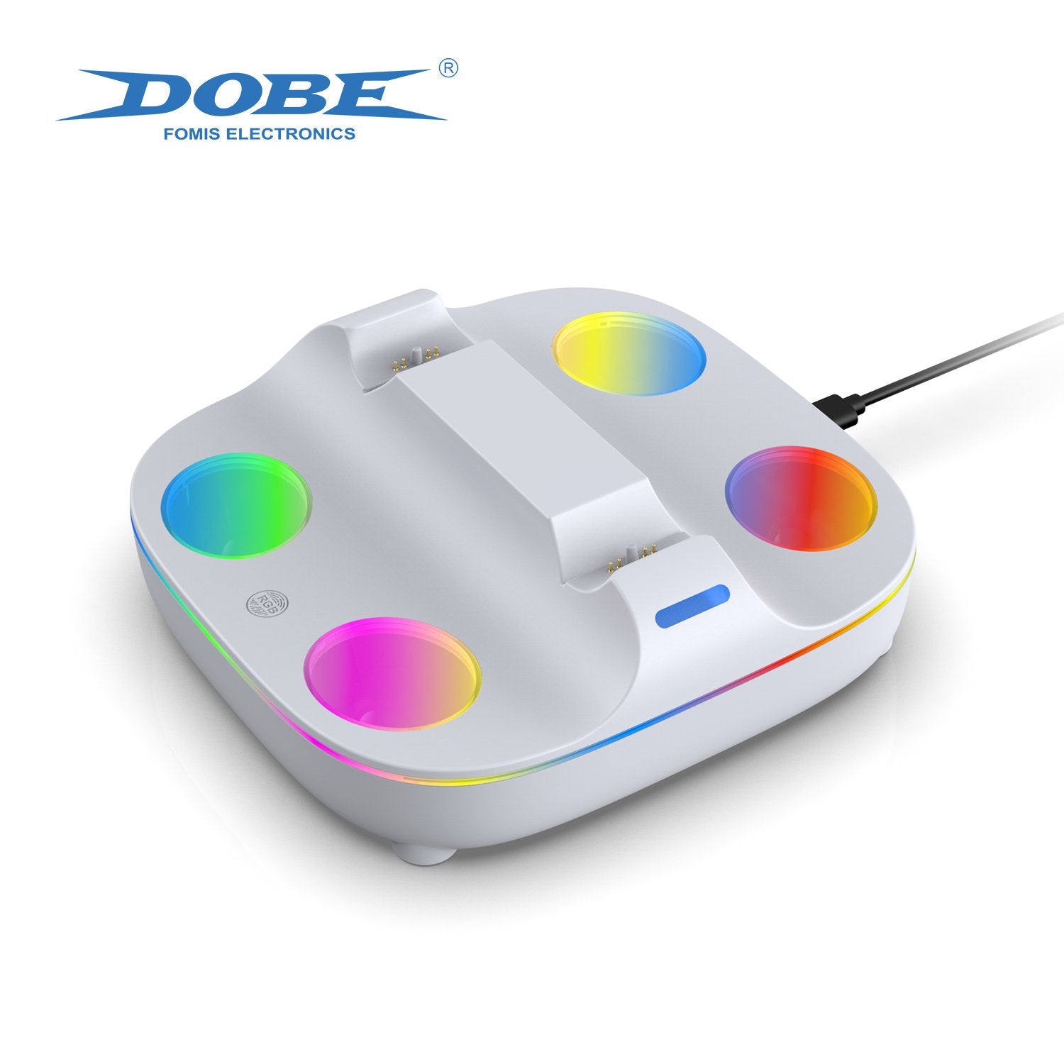 GUNMANSA DOBE - Multi-functional PS5 Charging Dock, combined with RGB ambient light, equipped with C-to-C charging cable, TP5-35115 white