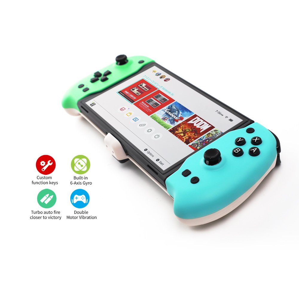 GUNMANSA DOBE TNS-1188 BLUE&GREEN Eggshell Controller Gripcon Switch Controller for Handheld Mode, Ergonomic Controller for Nintendo Switch with 6-Axis Gyro, Dual Motor Vibration, Compatible with All Games of Switch (Blue and Green)