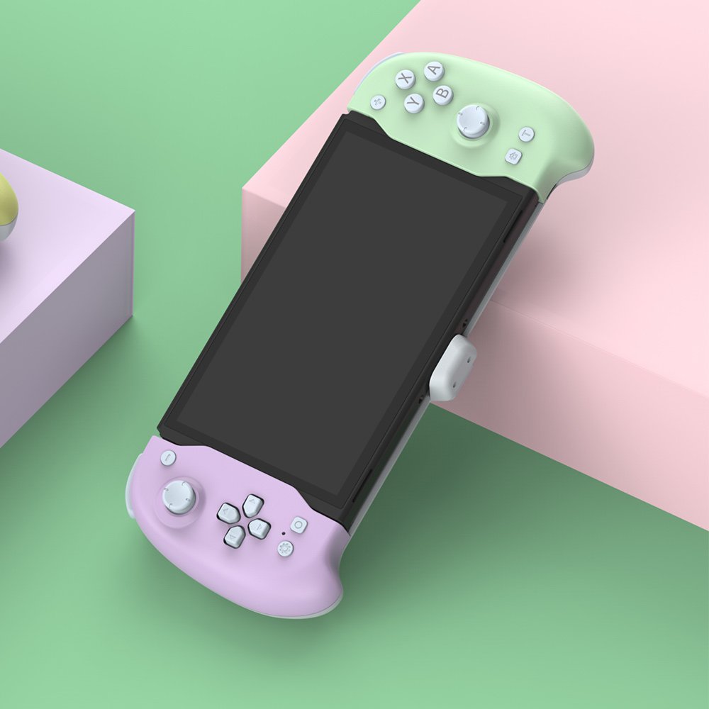 GUNMANSA DOBE TNS-1188 PURPLE&GREEN Eggshell Controller Gripcon Switch Controller for Handheld Mode, Ergonomic Controller for Nintendo Switch with 6-Axis Gyro, Dual Motor Vibration, Compatible with All Games of Switch (Purple and Green)