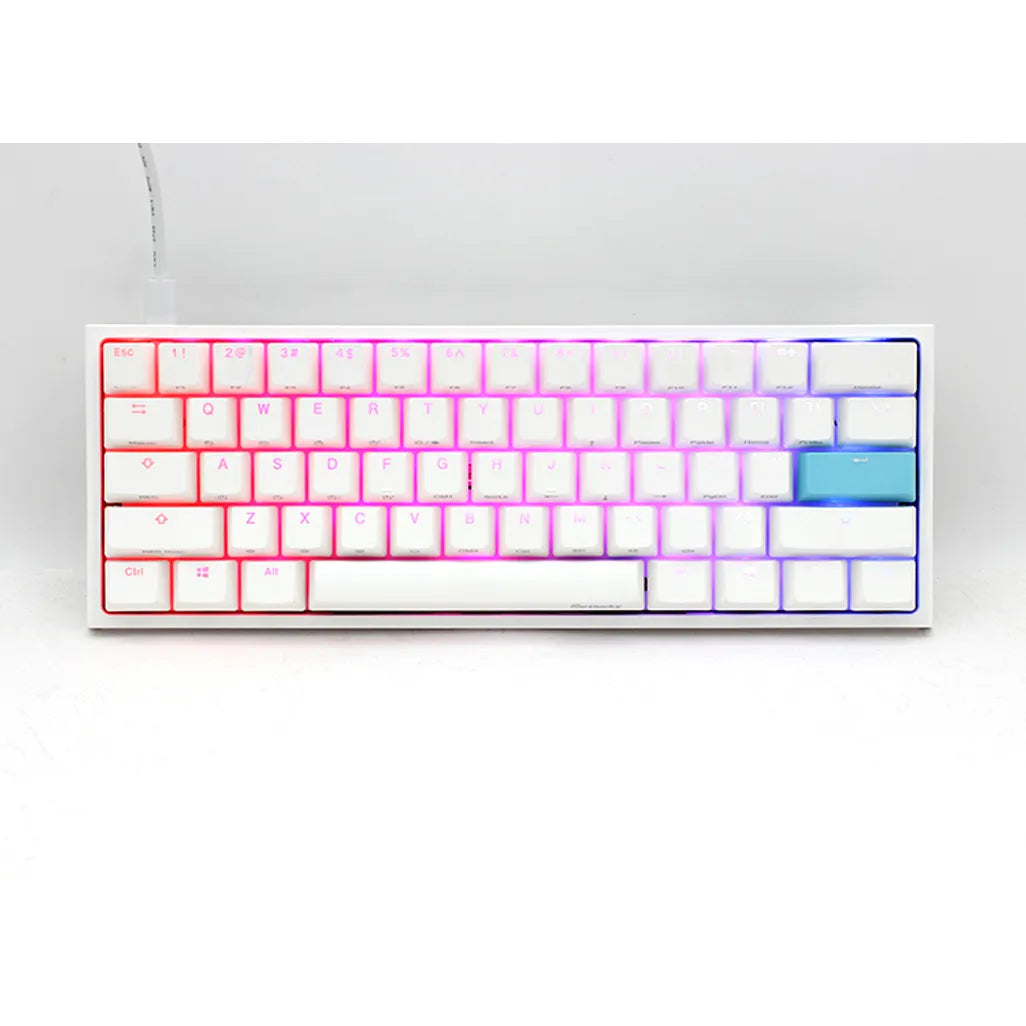 GUNMANSA Ducky Keyboard One 2 Pro 60% Mechanical Keyboard; RGB; PBT Double Shot Keycaps  - White- Cherry Silent Red.