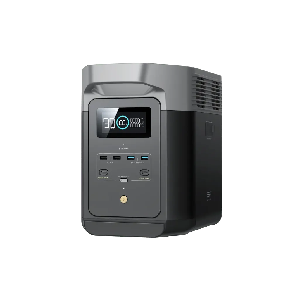 GUNMANSA ECOFLOW Delta 2 Max Lithium (LiFePo) Portable Power Station - 2400W Output; 2048Wh LFP Battery; 1000W Solar - SA socket.