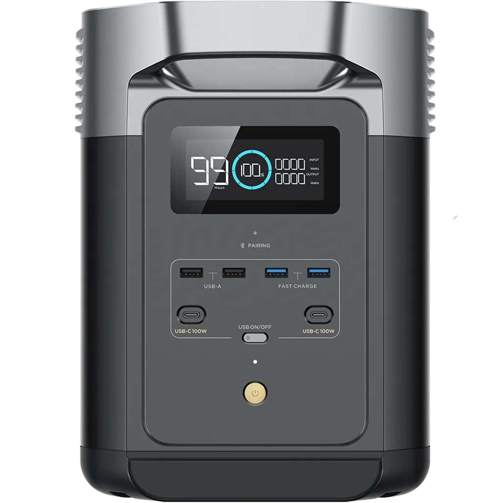 GUNMANSA ECOFLOW Delta 2 Max Lithium (LiFePo) Portable Power Station - 2400W Output; 2048Wh LFP Battery; 1000W Solar - SA socket.