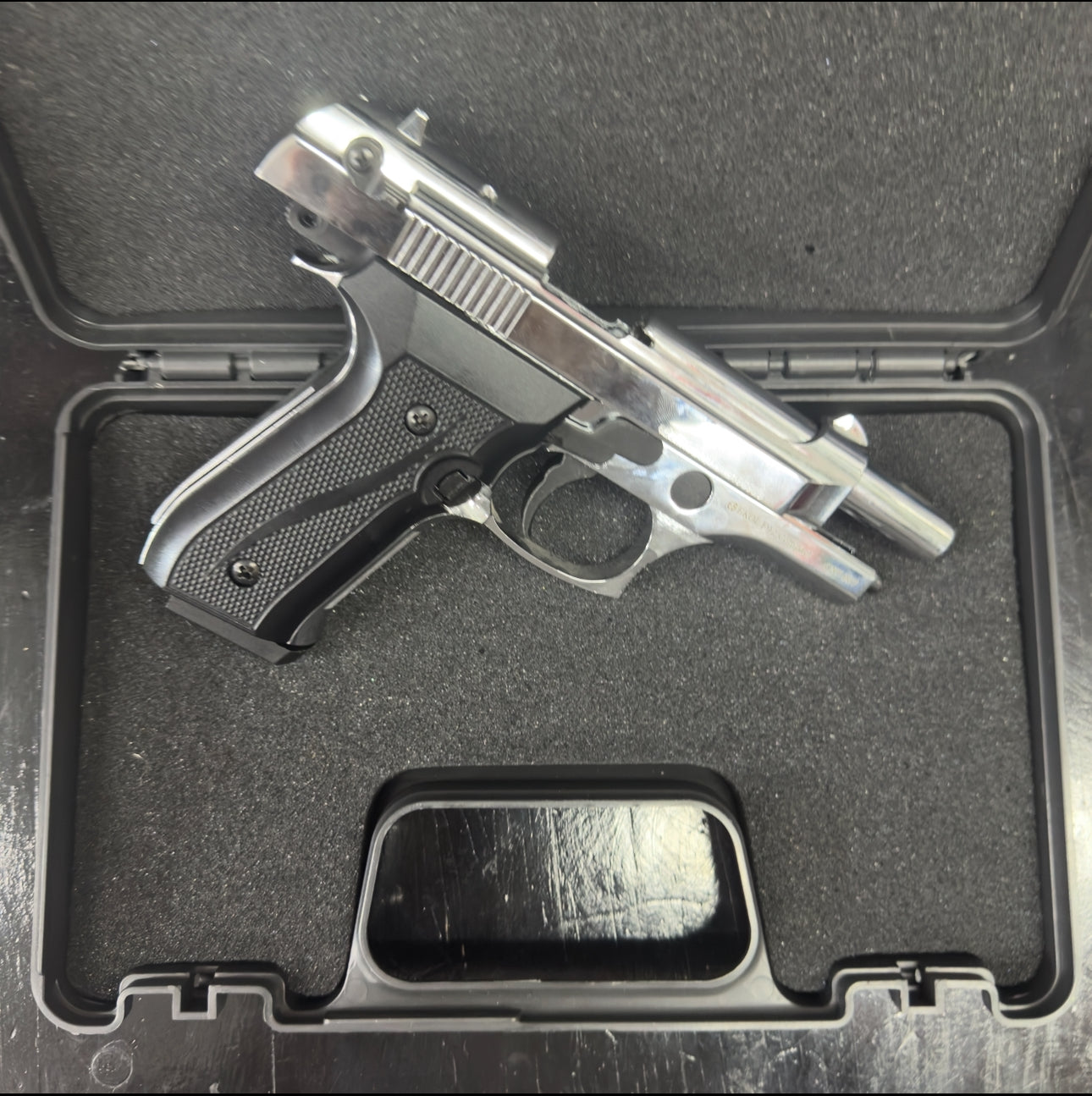 GUNMANSA Ekol F92 Compact Shiny Chrome Blank/Pepper Gun (Semi Auto|15+1|9mm PAK)