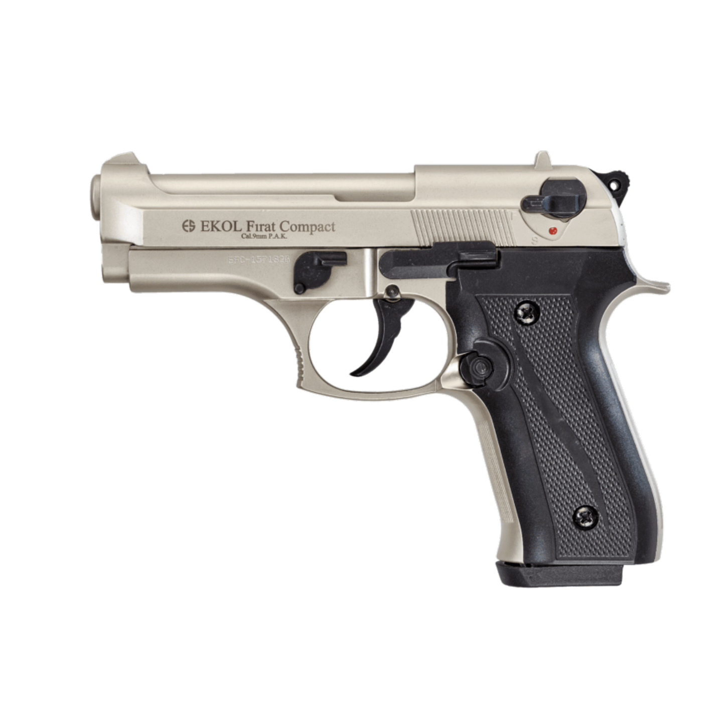 GUNMANSA Ekol Firat Compact Mat Chrome Blank/Pepper Gun (Semi Auto/15+1/9mm PAK)