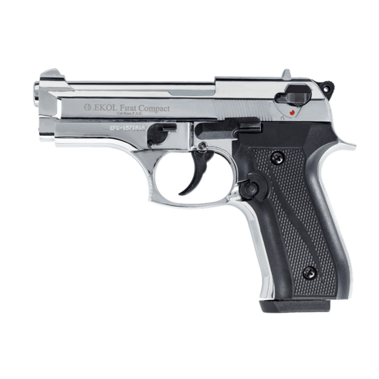 GUNMANSA Ekol Firat Compact Shiny Chrome Blank/Pepper Gun (Semi Auto/15+1/9mm PAK)