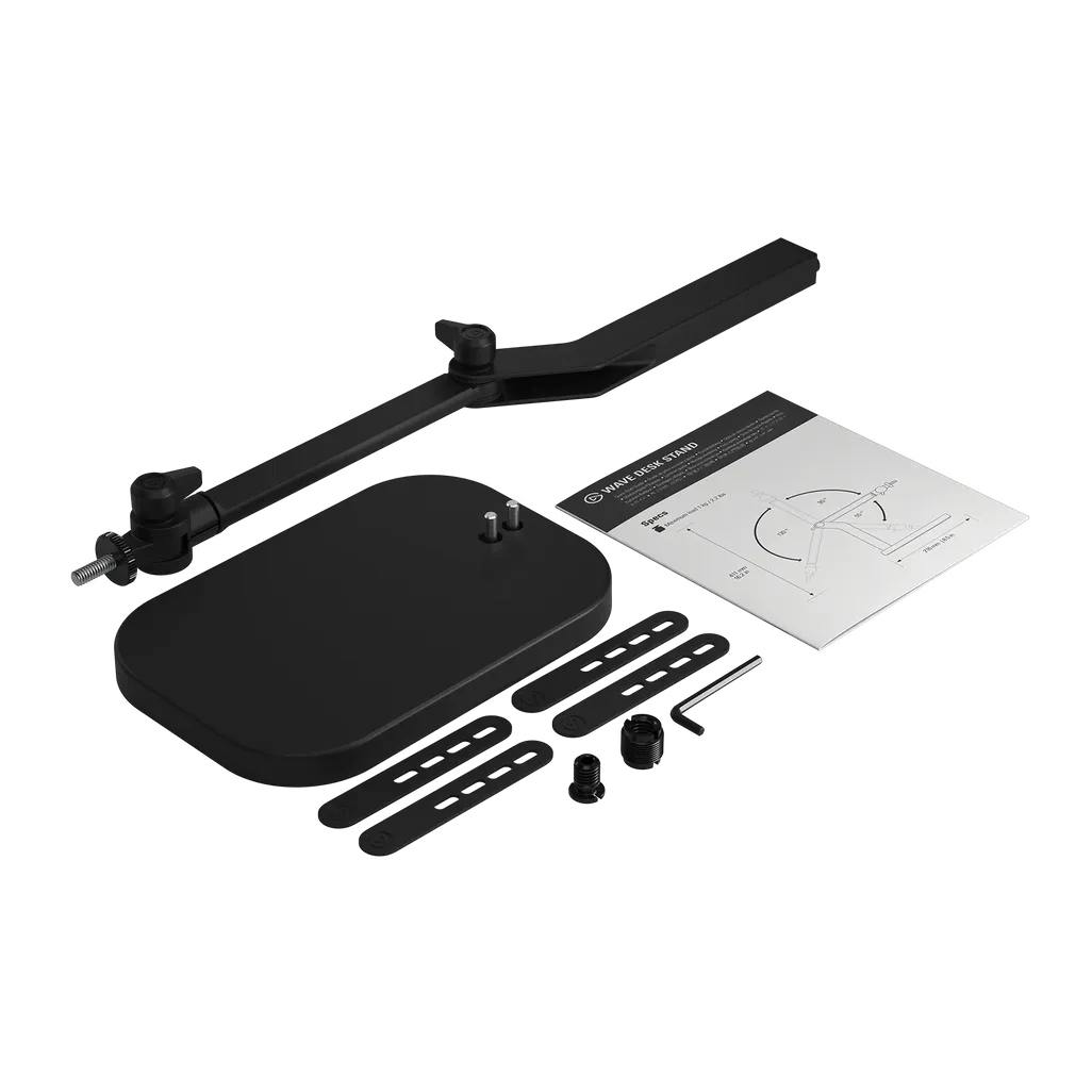 GUNMANSA Elgato Wave Desk Stand - 1kg Load; 216mm horizontal reach; 411mm vertical reach; 275° arm rotation; 360° head rotation.
