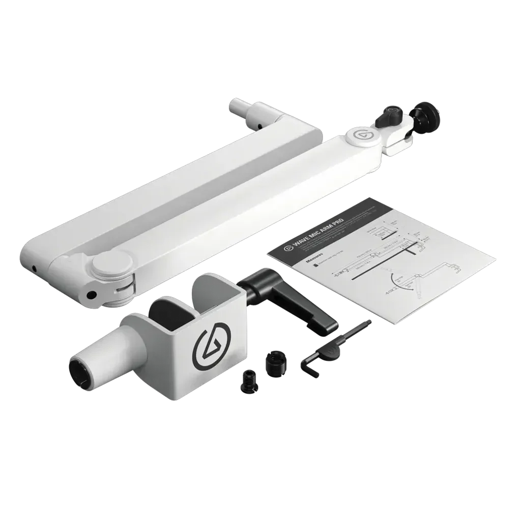 GUNMANSA Elgato Wave Mic Arm Pro - Studio-grade boom arm; 780 mm Horizontal reach; 750 mm vertical reach; 150 mm Riser extension - White