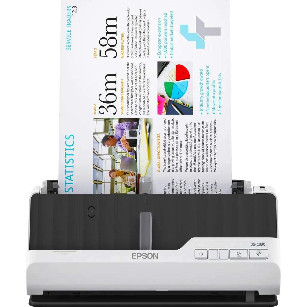GUNMANSA Epson DS-C330 Compact deskop scanner; Ultra-compact.Scan passports; receipts; invoices; cards and more