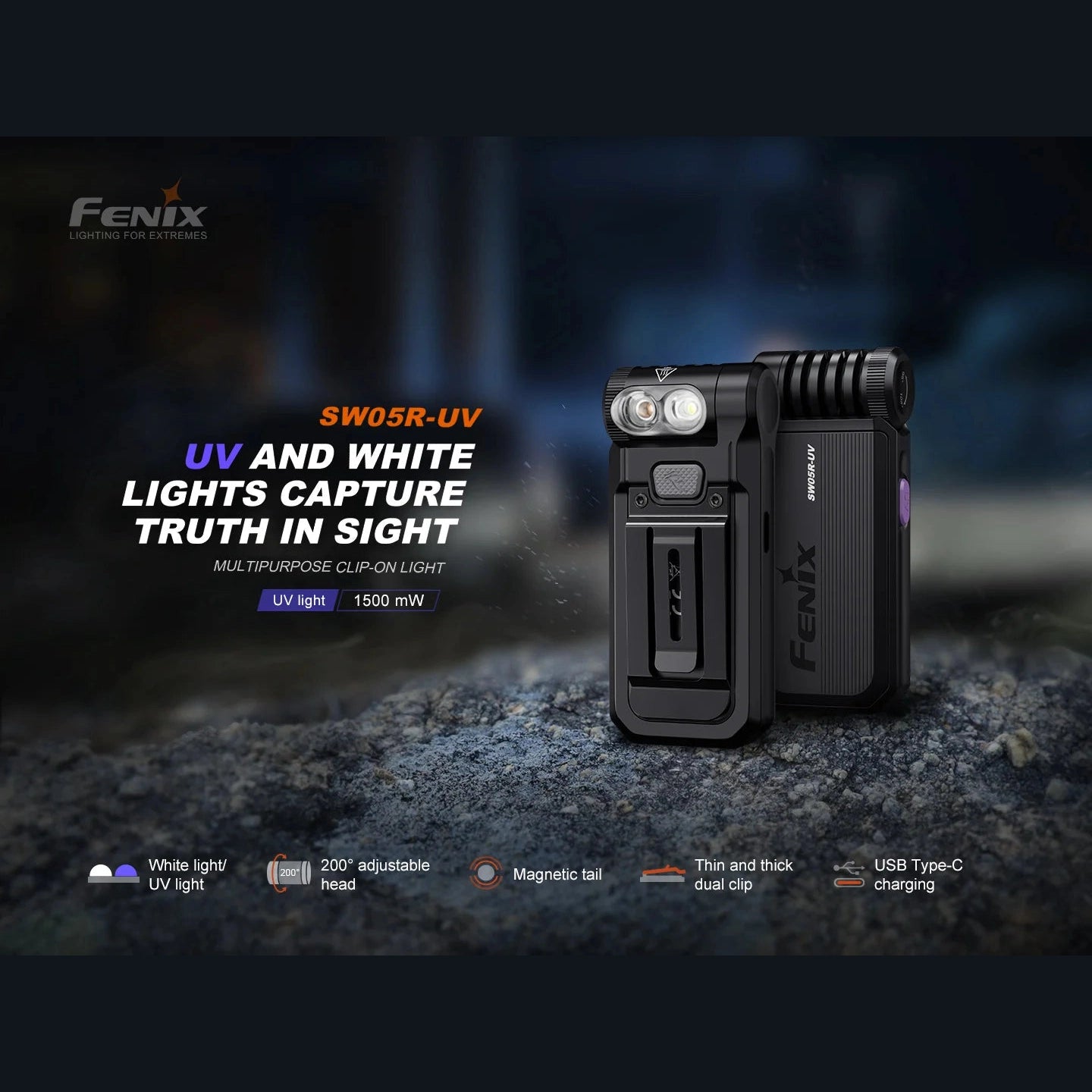 GUNMANSA Fenix SW05R-UV Flashlight Black