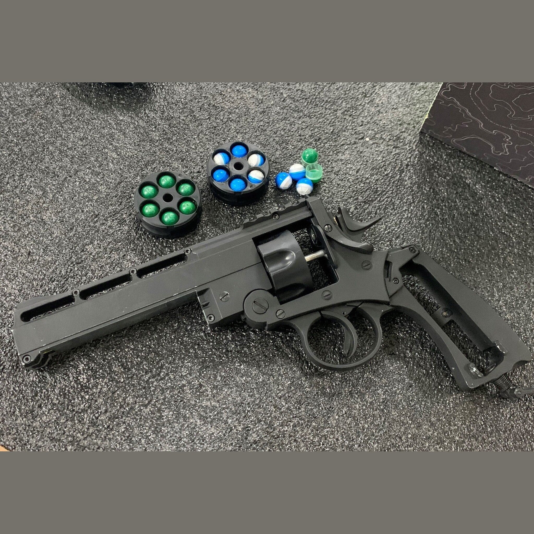 GUNMANSA First Strike Roscoe Paintball Gas Gun (Semi Auto|CO2|6|280 FPS|8J|.50 CAL/Revolver)