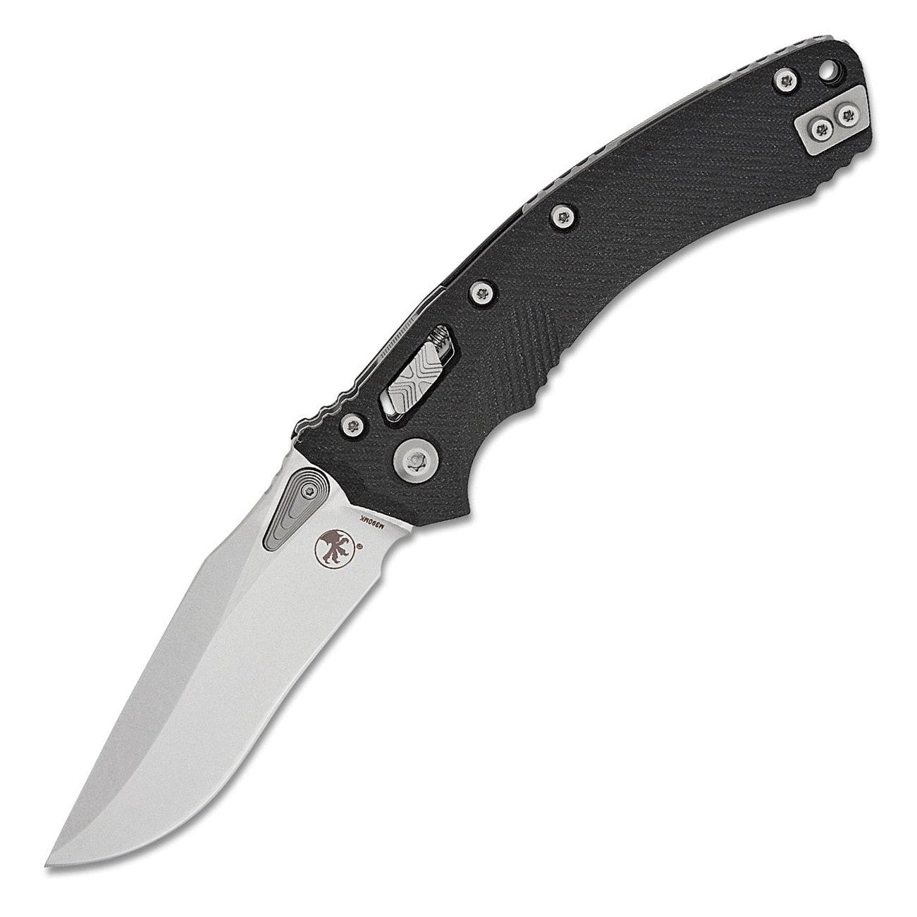 GUNMANSA Folding Knives Microtech Amphibian RAM-LOK S/E Fluted Black G10 Stonewash Std 137RL-10FLGTBK