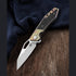 GUNMANSA Folding Knives Titanium Series BESTECH FRACTAL BT1907C Titanium+Carbon Fiber Inlay Handle: 3.46" S35VN Knife