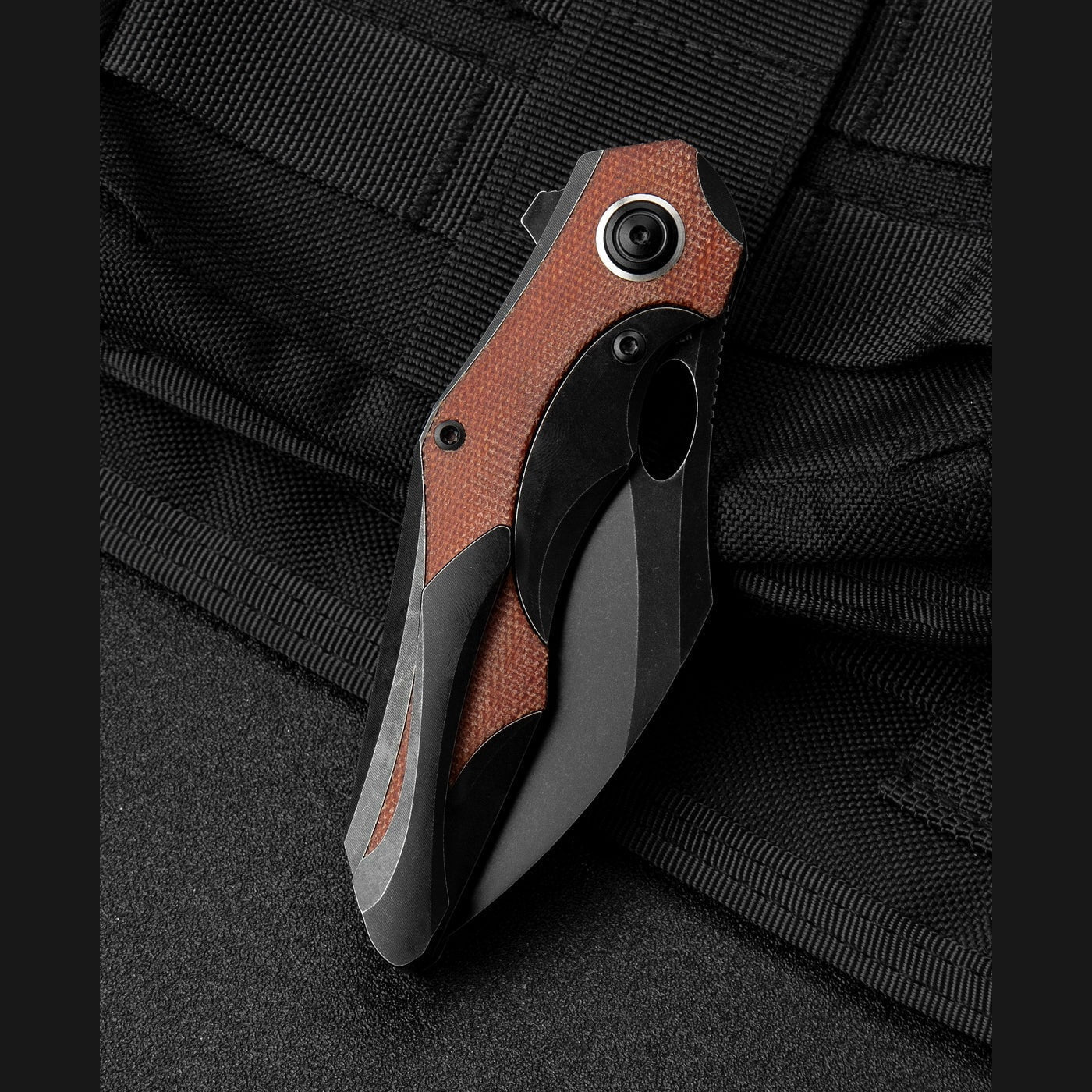 GUNMANSA Folding Knives Titanium Series BESTECH NOGARD BT2105E Titanium+Natural Canvas Micarta Inlay Handle: 3.35" M390 Knife