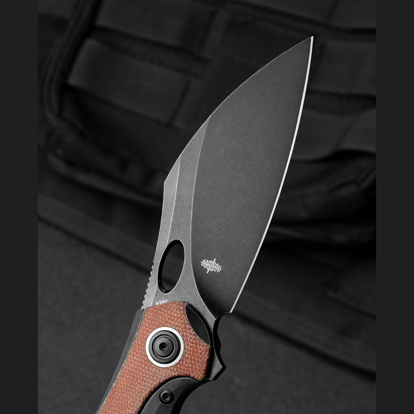 GUNMANSA Folding Knives Titanium Series BESTECH NOGARD BT2105E Titanium+Natural Canvas Micarta Inlay Handle: 3.35" M390 Knife