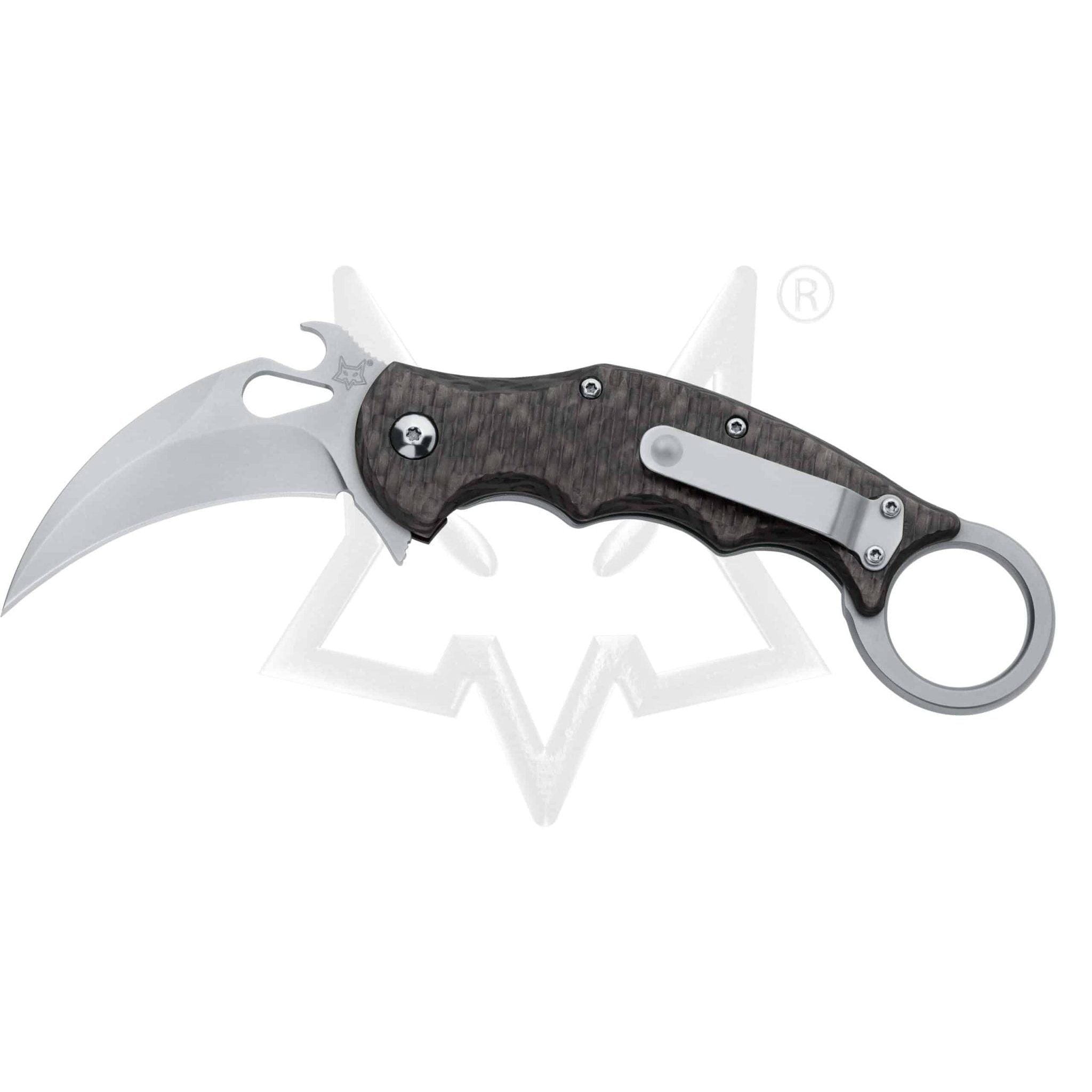 GUNMANSA Fox Karambit Frame Lock with Carbon Fibre Handle Bead Blasted Blade FX-599TICS