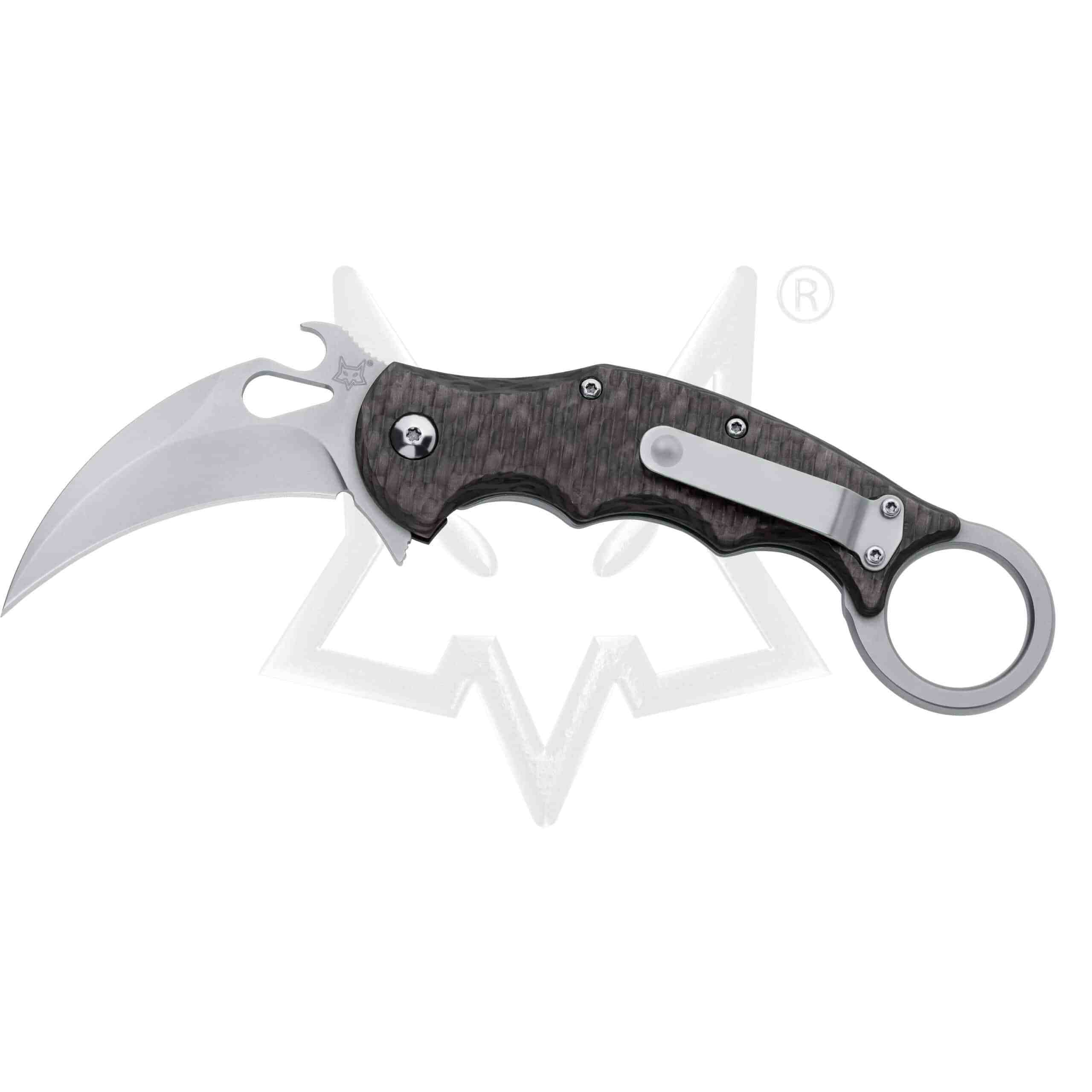 GUNMANSA FOX KARAMBIT FRAME LOCK WITH CARBON FIBRE HANDLE BEAD BLASTED Knife FX-599TICS