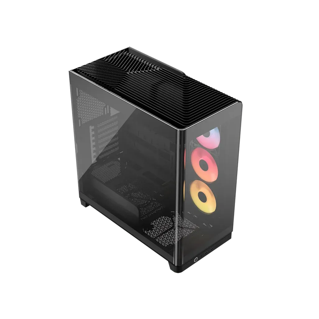 GUNMANSA FRAME 4500X LX-R RGB LINK Panoramic Glass Mid-Tower PC Case; 3x RGB Fans Inclided; 4x 2.5'' ; 2x 3.5''; Black