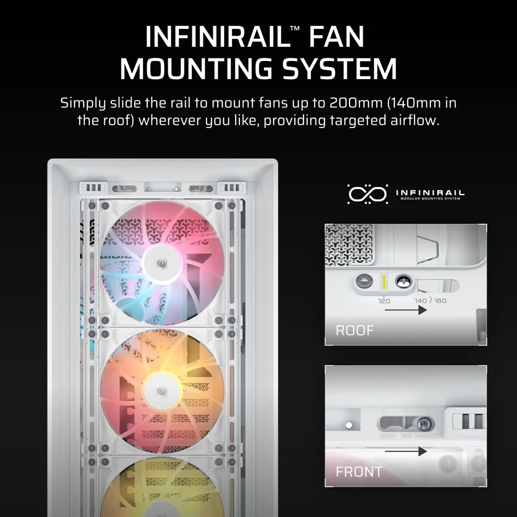 GUNMANSA FRAME 5000D ARGB RS Mid-Tower PC Case; 4x 4x RS140 ARGB Fans; 2x 2.5'' ; 1x 3.5'' ; White.