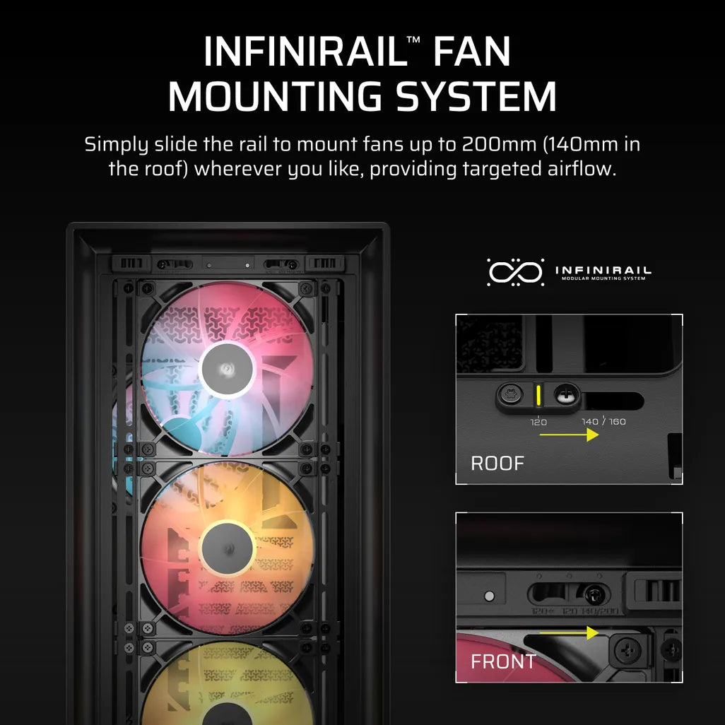 GUNMANSA FRAME 5000D RS ARGB Mid-Tower PC Case; 4x RS140 ARGB Fans; 2x 2.5'' ; 1x 3.5'' ; Black.