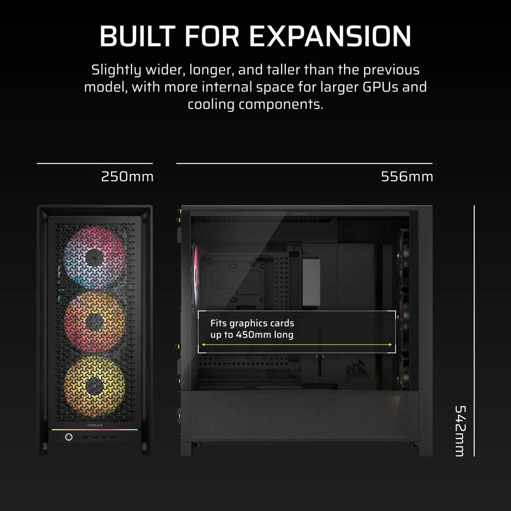 GUNMANSA FRAME 5000D RS ARGB Mid-Tower PC Case; 4x RS140 ARGB Fans; 2x 2.5'' ; 1x 3.5'' ; Black.