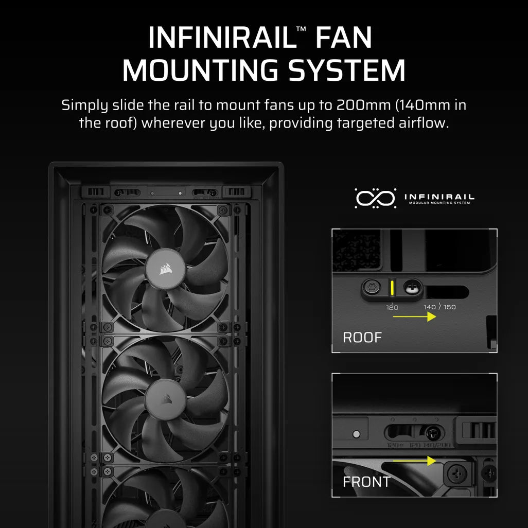 GUNMANSA FRAME 5000D RS Mid-Tower PC Case; 4x RS 140 PWM Fans; 2x 2.5'' ; 1x 3.5''; Black.