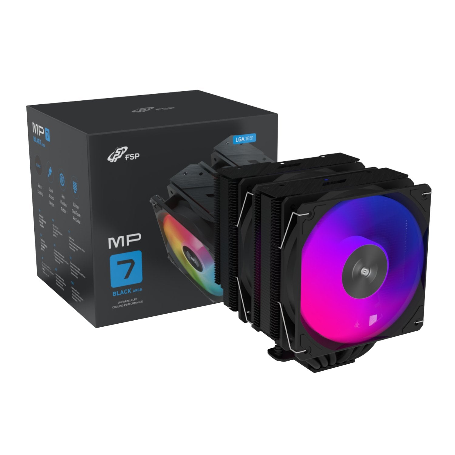 GUNMANSA FSP MP7-BA 120mm PWM ARGB CPU Air Cooler - Black