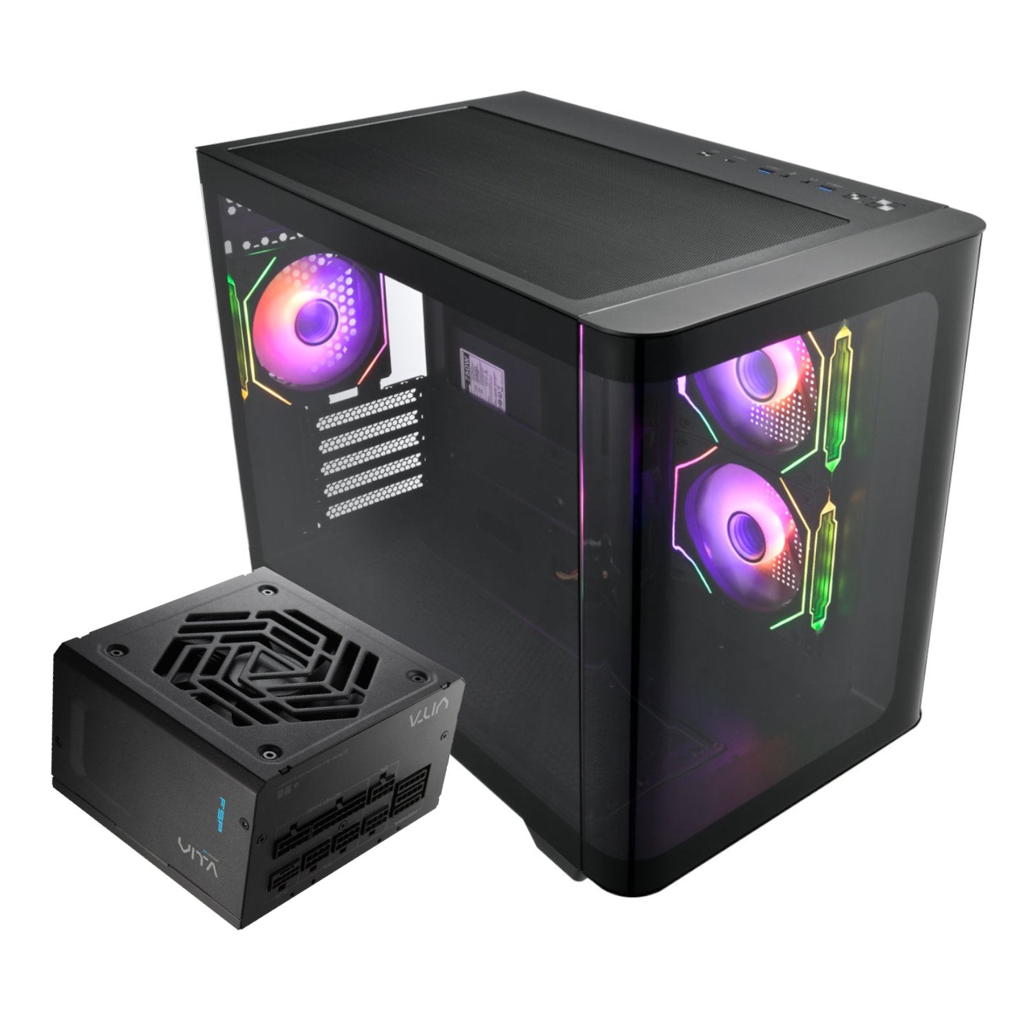 GUNMANSA FSP S380 M-ATX ARGB Gaming Chassis and VITA GM 750W Power Supply Bundle
