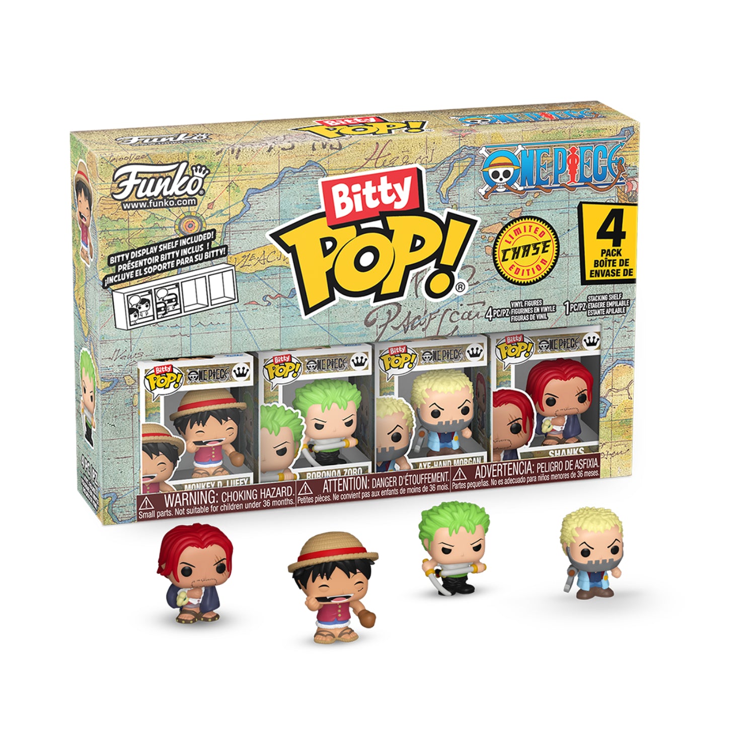 GUNMANSA Funko Bitty Pop!: One Piece - Series 1 4 Pack(Limited Chase Edition)