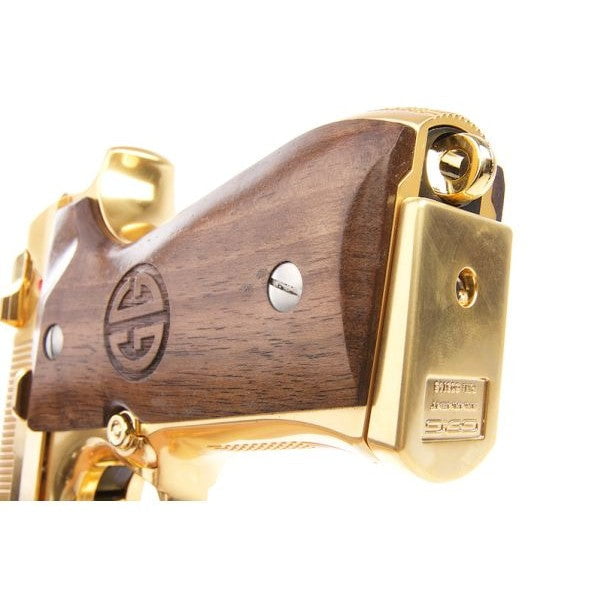 GUNMANSA G&G GPM92 GOLD Airsoft Pistol (GG|Semi Auto|Blowback|27) GAS-M92-GP2-YBB-ECM