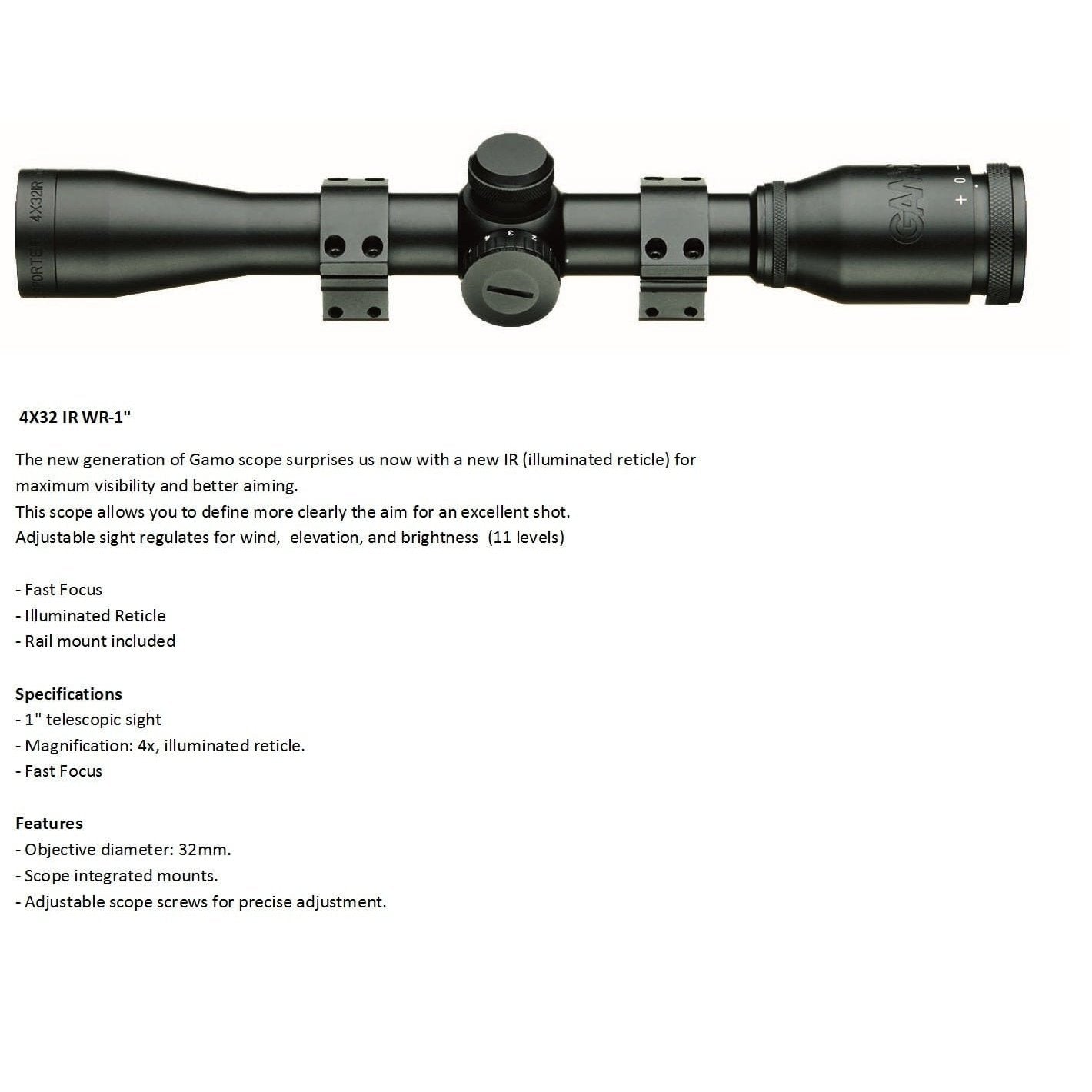 GUNMANSA GAMO SCOPE 4X32 SCOPE ONLY