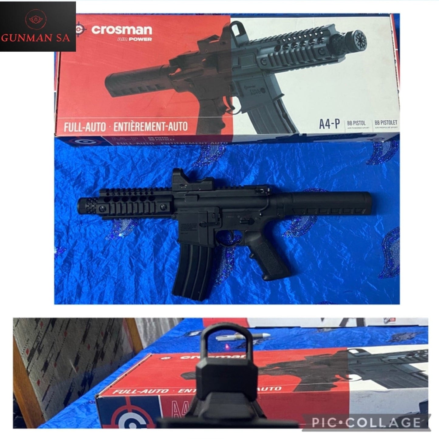 GUNMANSA GAS GUN CROSMAN AP-4 FULL AUTO CO2 GAS RIFLE COMBO