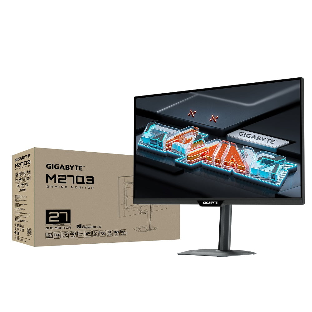 GUNMANSA GIGABYTE 27" QHD 2560 x 1440 300Hz/OC 320Hz IPS with AMD FreeSync Premium Pro & G-SYNC Compatible 1ms USB-C KVM Gaming Computer Monitor with Height Adjustable, Pivot, Swivel & Tilt Stand M27Q3 SA1