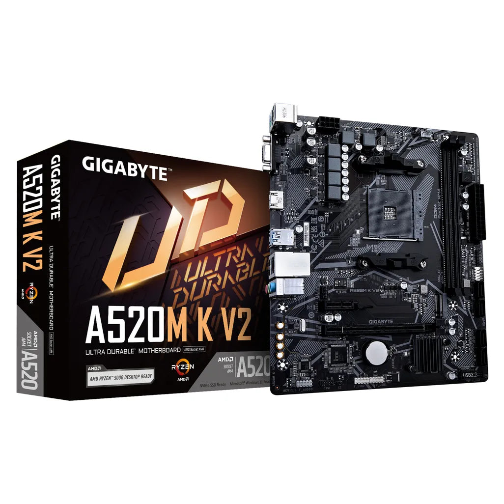 GUNMANSA GIGABYTE AMD A520M-K for 3rd/4th/5th Generation AMD Ryzen™ processors; 2x Dual DDR4; 1x M2; HDMI; VGA