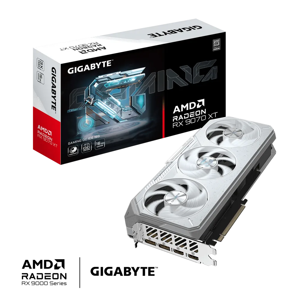 GUNMANSA GIGABYTE AMD Radeon RX9070XT Gaming OC ICE - 16GB; 256-Bit Memory Bus; 2x HDMI; 2x DisplayPort. Min 850W PSU.