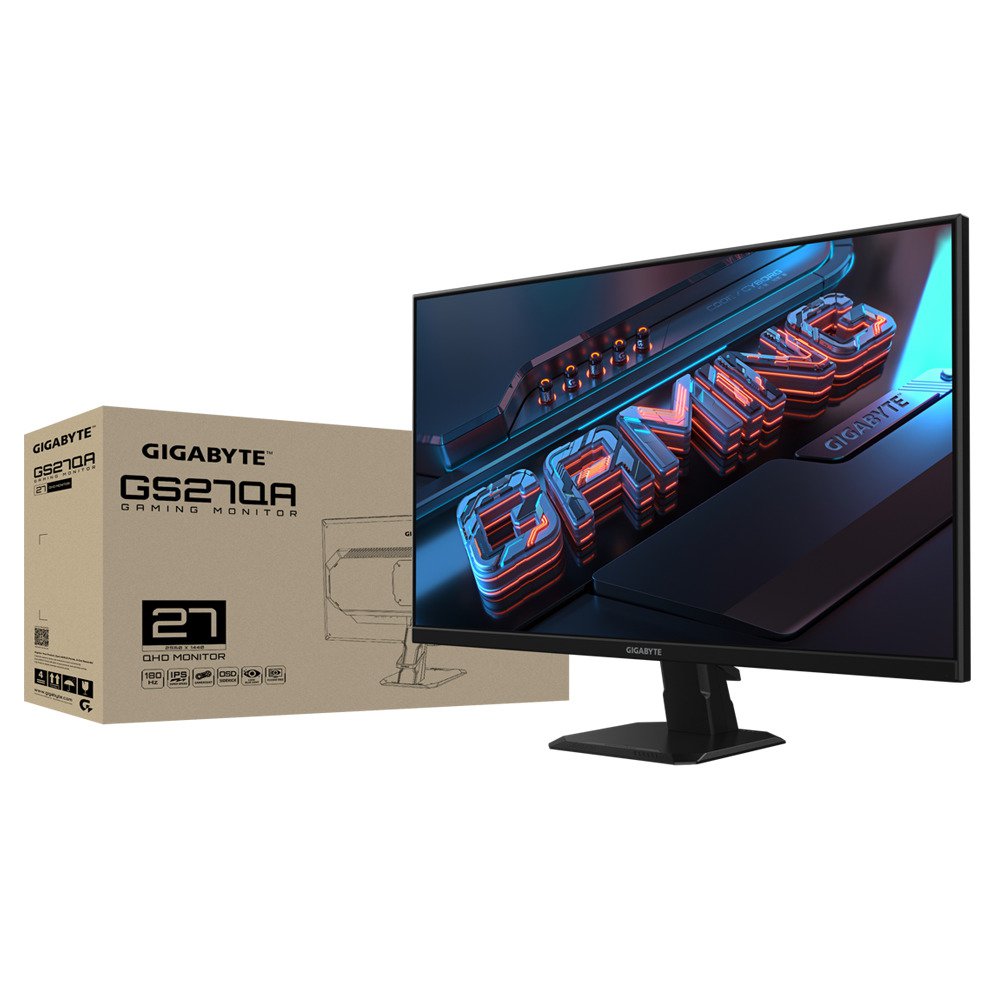 GUNMANSA GIGABYTE GS27Q Advanced - 27" IPS Gaming Monitor - QHD 2560x1440-180Hz - 1ms MPRT - AMD FreeSync - HDMI, DP, Black
