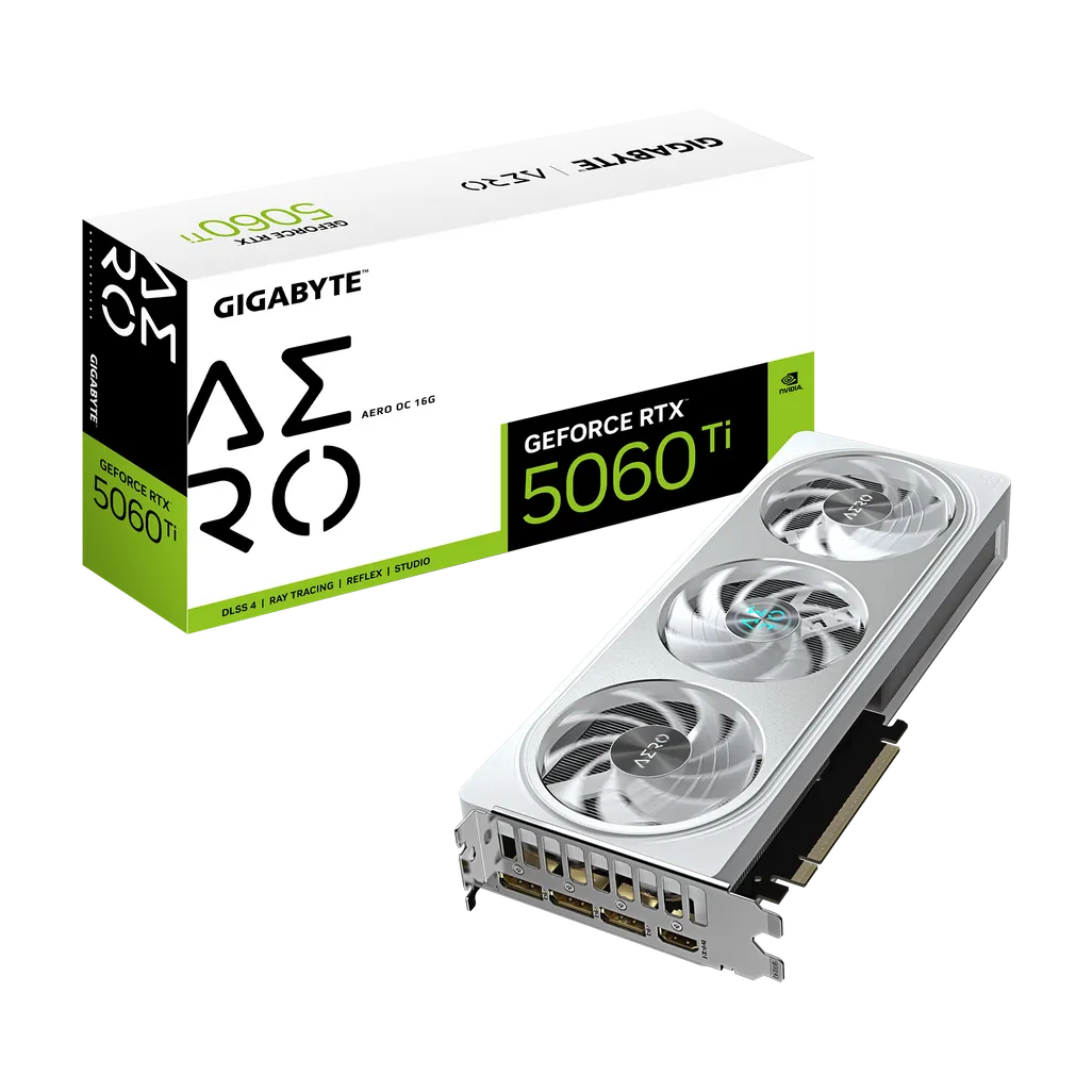 GUNMANSA GIGABYTE nVidia GeForce RTX 5060Ti AERO OC 16G - 16GB GDDR7; 128-Bit Memory Bus; 1x HDMI; 3x DisplayPort .