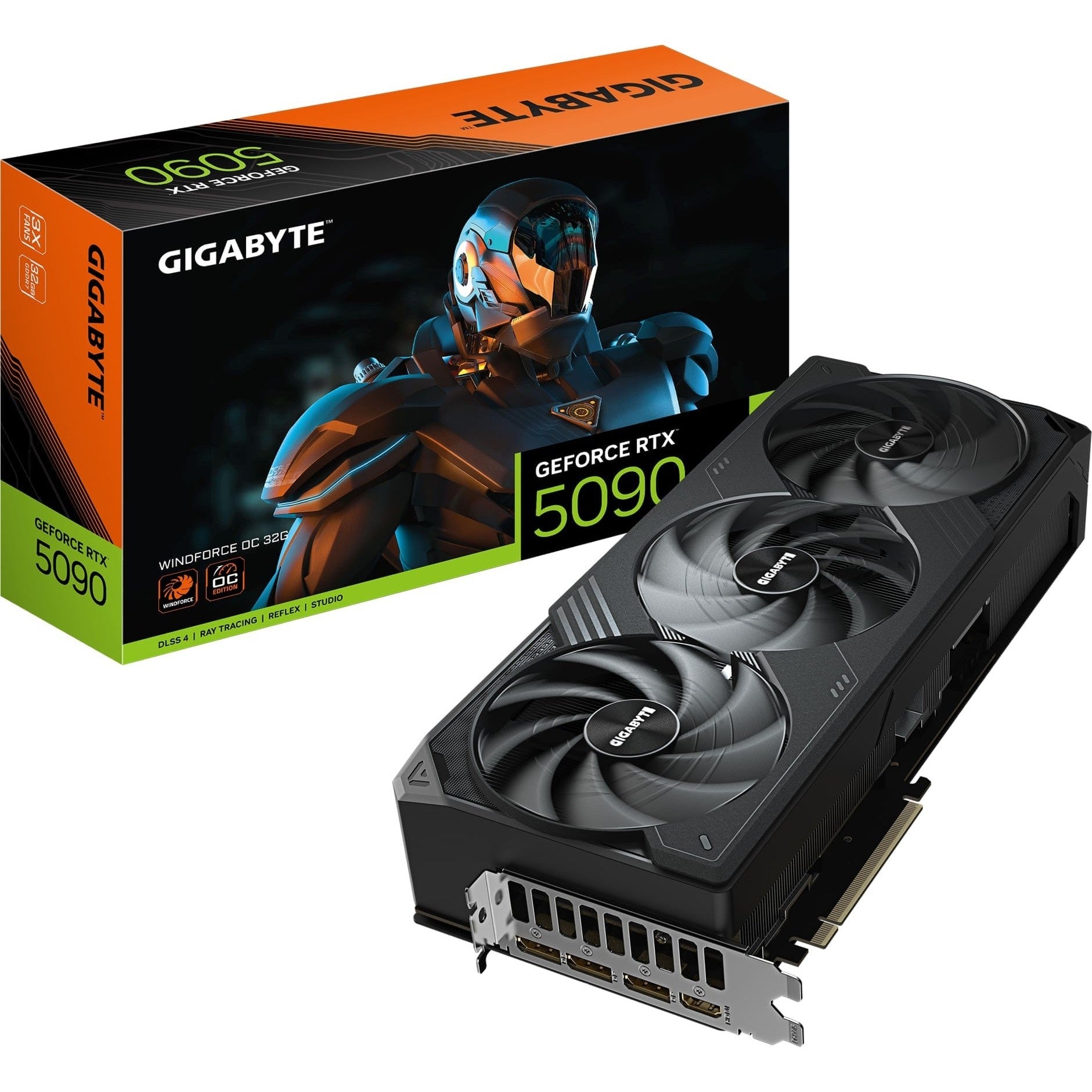 GUNMANSA GIGABYTE nVidia GeForce RTX 5090 WINDFORCE OC - 32GB GDDR7; 512-Bit Memory Bus; 1x HDMI; 3x DisplayPort; Min 1000W PSU. .