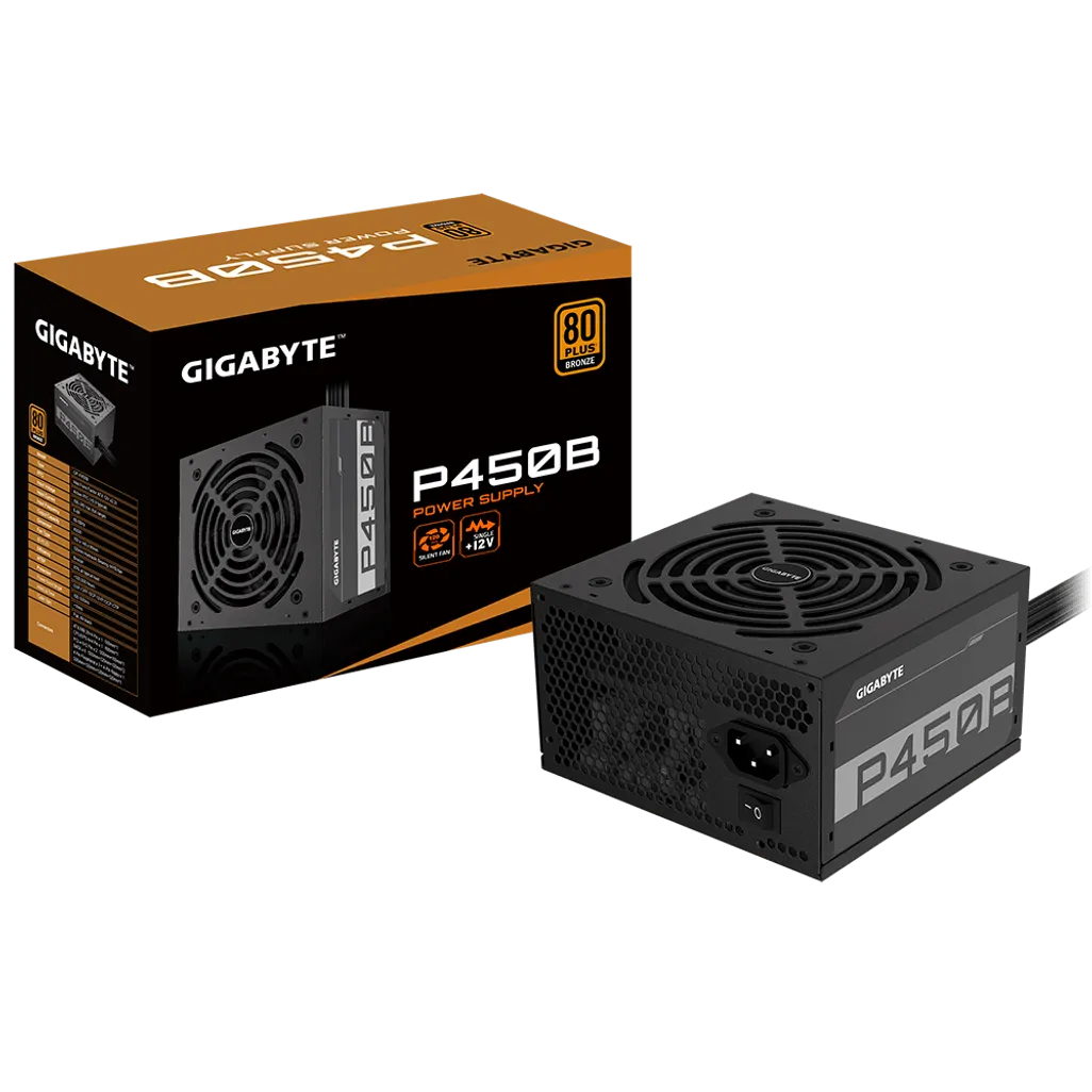 GUNMANSA Gigabyte PSU P450B Bronze Certified 450W - 3 Year Warranty; 24/20-pin x 1; CPU 4+4-pin x 1; PCI-E 6+2-pin x 2; SATA x 6; Peri x3