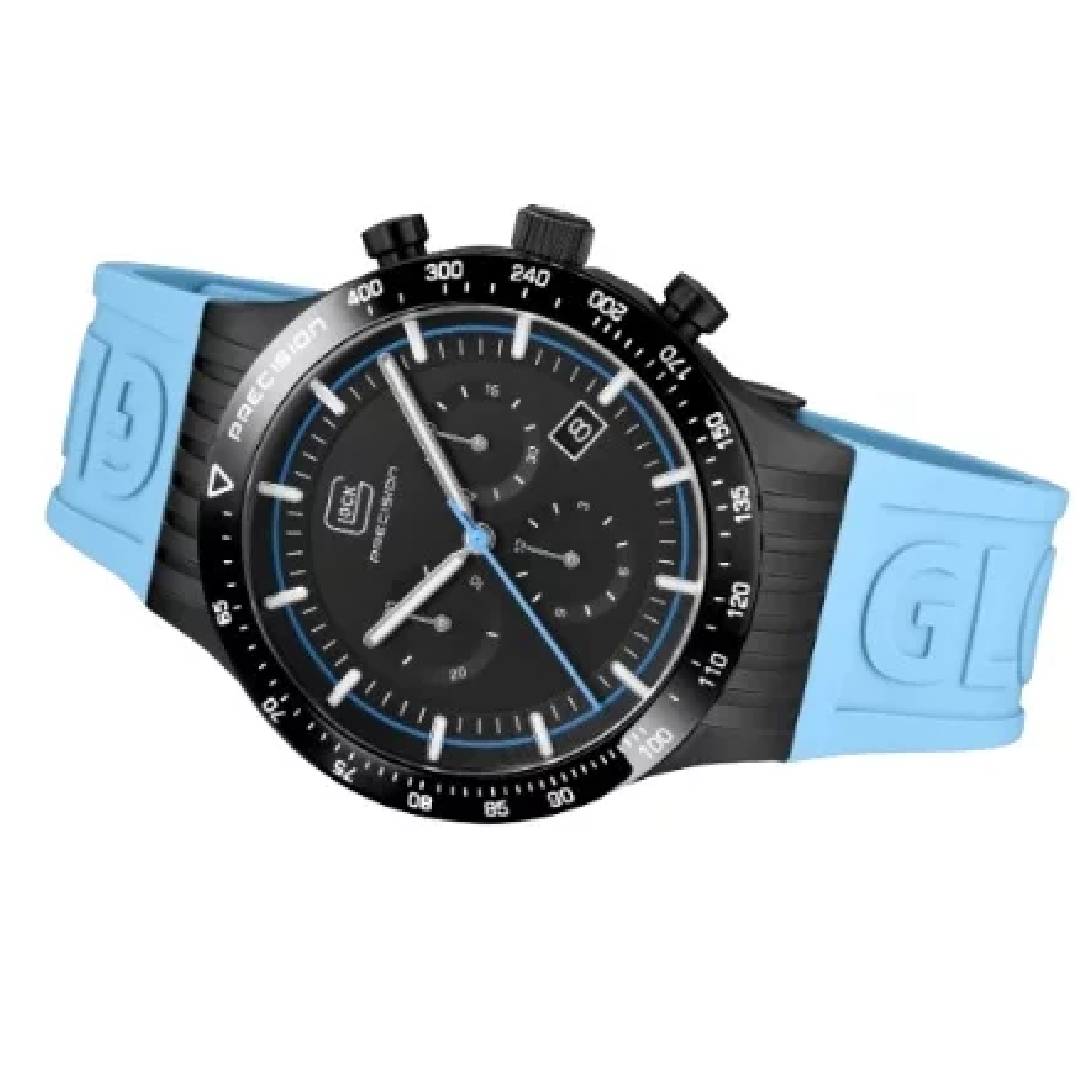 GUNMANSA Glock Watch With light Blue Silicone Strap And Black Bezel - GW-34-2-24