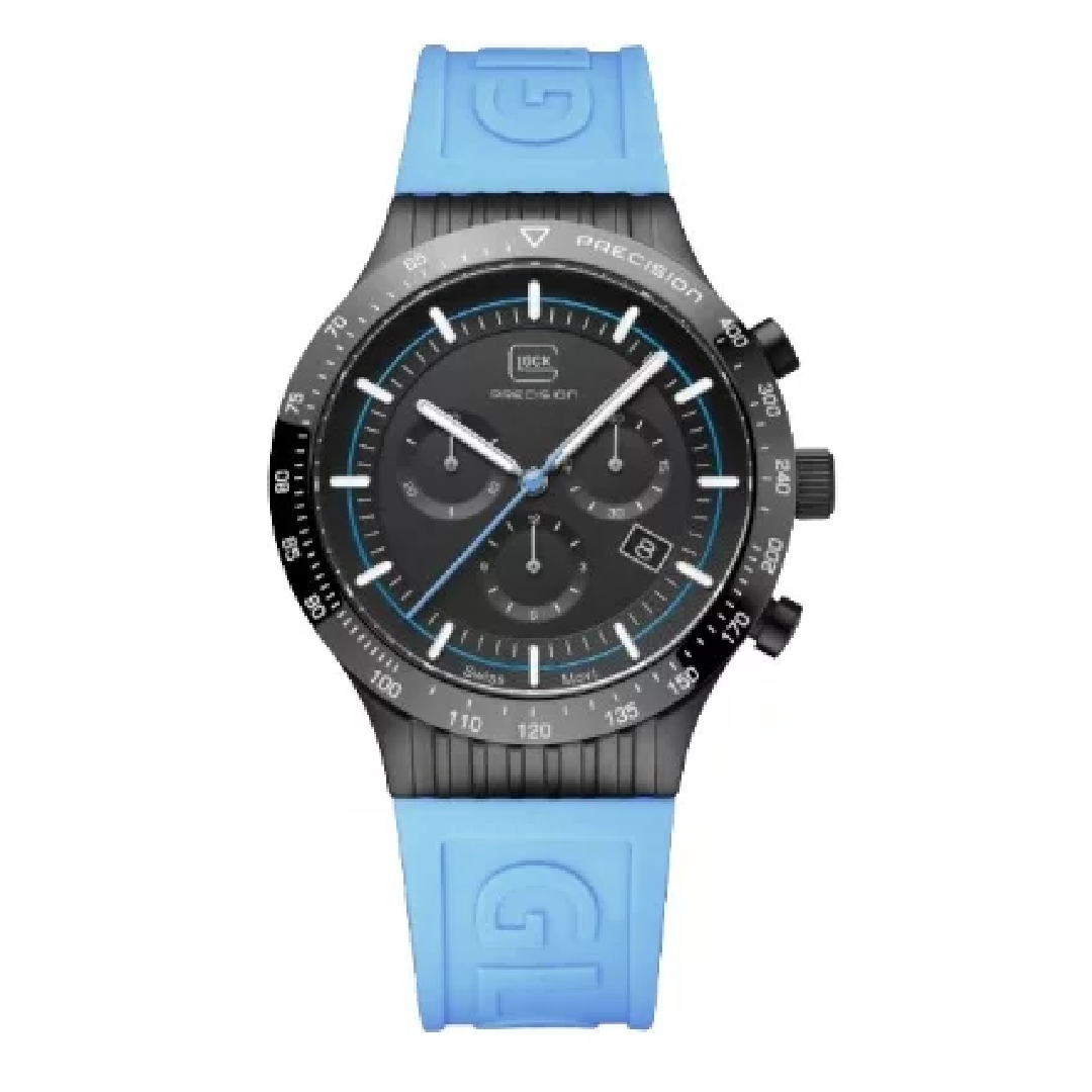 GUNMANSA Glock Watch With light Blue Silicone Strap And Black Bezel - GW-34-2-24